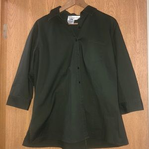 Green Button Down Maternity Shirt